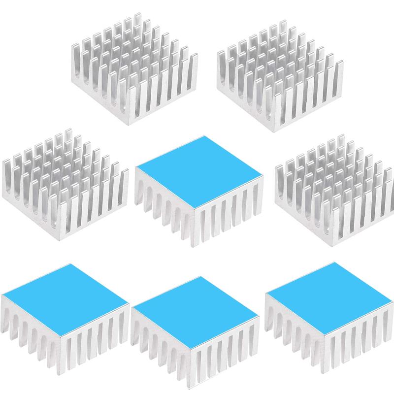 ヒートシンク ヒートクーリングフィン チップ用ヒートシンク Deear チップクーラー 冷却フィン 正方形 アルミ二ウム 熱伝導性両面テープ付き 銀色 8個(2)