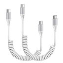 Viviber pdケーブル タイプc コイルケーブル usbケーブル カール type-c 車用 充電ケーブル 20W/PD急速充電対応 伸縮自由(0.3Mか...