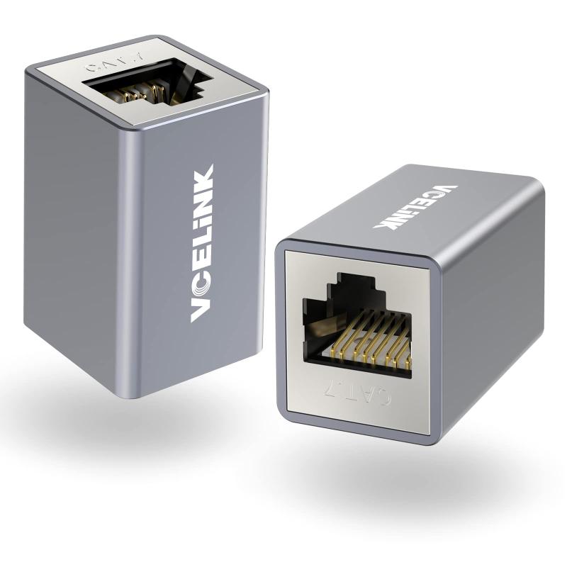 Panasonic - VCELINK Cat7 lanケーブル 延長コネクタ メス‐メス Cat7/Cat6a/Cat6/Cat5eケーブル用 中継コネクタ 10Gbps シールド lanケーブル接続コネクタ グレー 2個入り