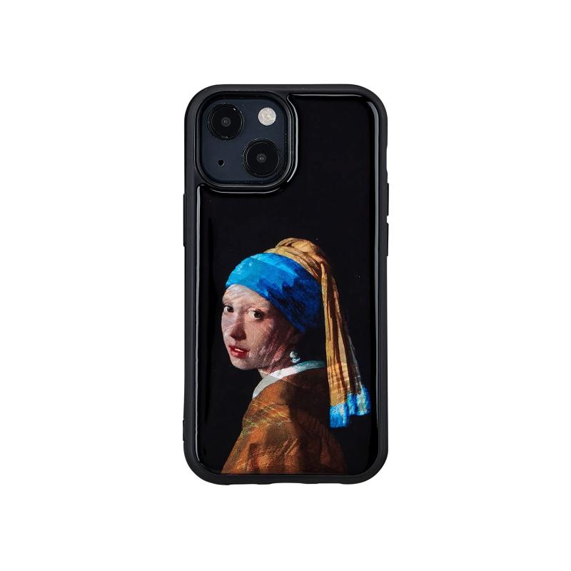 ikins iPhone 13 mini ケース 天然貝 [ Pearl 名画シリーズ 名作絵画 TPUとポリカーボネートのハイブリッド ストラップホール付き ワイヤレス充電 ] フェルメール 真珠の耳飾りの少女 I21034i13MN【国内