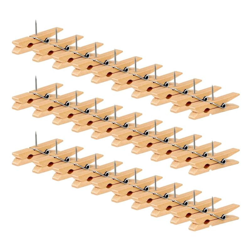 Mikankawa クリップ 木 ピン付き 画鋲クリップ 30個 ケース付き 写真固定用 コルクボード 写真壁 地図 ..