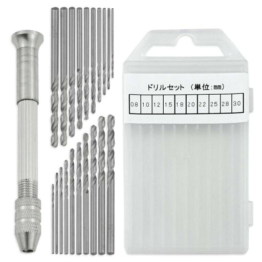 ピンバイス ハンドドリル クラフトツール 収納式 付け替え可能 ドリル 付き セット (ピンバイス1本+ドリル20本) ピンバイス ハンドドリル クラフトツール 収納式 付け替え可能 ドリル 付き セット (ピンバイス1本+ドリル20本)