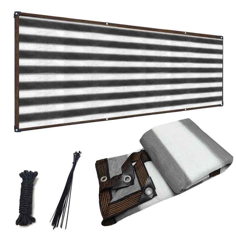 堅塁金物 ベランダ目隠し 1M*3.6M 遮光ネット グレーと白 プライバシー保護 日除けシェード 厚みを増した バルコニー マンション UVカット シェード 50CMごとに1つのロープ穴