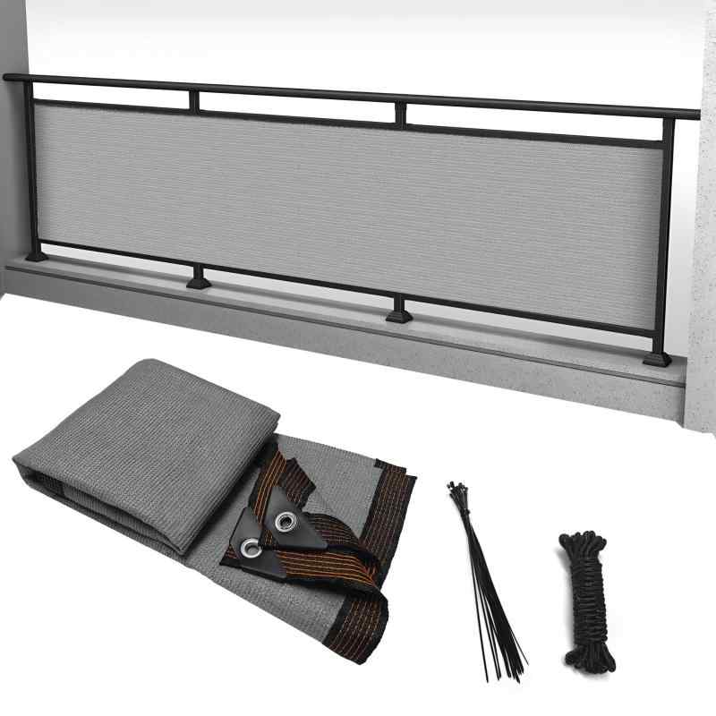 YEZOND ベランダ目隠し 1M*4M 日除けシェード グレー 遮光ネット バルコニー マンション UVカット シェード 50CMごとに1つのロープ穴