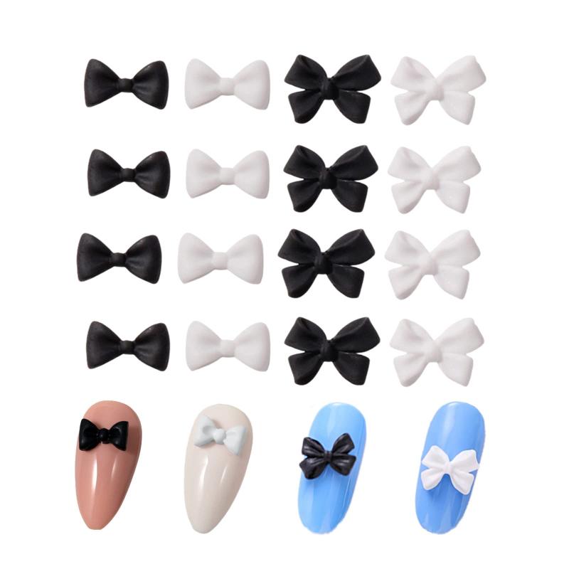 ネイルパーツ リボン 約200個入り 3D 立体 蝶結び パーツ ブラック ホワイト ジュエリーパーツ ネイル..