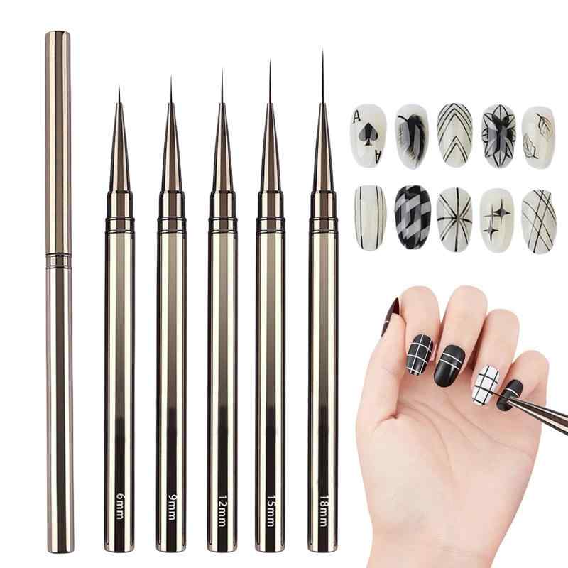 ネイルブラシ 極細 5本セット ネイルライナー 筆 ジェルネイルブラシ 線を引く ネイルアートペン ネイ..