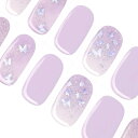 DANNI&TONI ジェルネイルシール 紫 蝶々形ラメ ジェルネイルシール 硬化タイプ ネイルシール 硬化タイプ 爪補強保護 防水2週間 長持ち SGS認定済み アレルギー軽減ネイル (儚い)