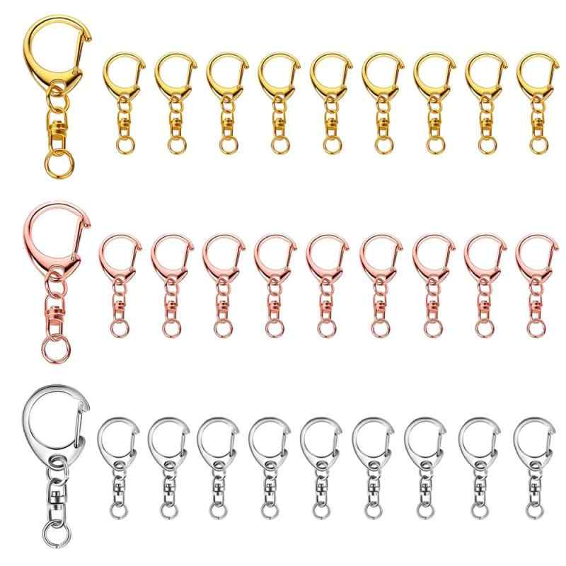 キーホルダー金具 3色30個入り 全長47mm レジン ハンドメイド アクセサリーパーツ キーリング チェーン付き DIY 手芸用品 ハンドメイド アクセサリー...