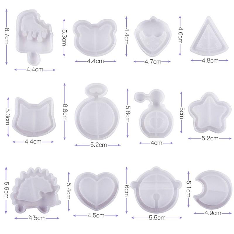 シリコンモールド 流れ砂型 12個セット PPシート3枚付き レジン型 シェイカーモールド ハート ソフトモールド 中身がシャカシャカ動く DIY手作り かわいい ペンダント アクセサリー キーホル