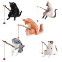 KALOLINNA 釣り猫 5点セット 子猫釣り置物 猫フィギュア 樹脂 リアル 猫釣り ミニ 和風 癒し懸垂装飾品 雰囲気作り 魚の水槽 水族館 庭 雑貨 オフィス 装飾