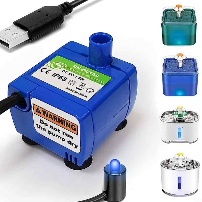 YBGGJO ペット給水器ポンプ 猫 水飲み器 水中ポンプ ポンプ 静音 1.8Mケーブル LEDライト付き 猫自動給..