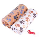 ペット用 ブランケット 毛布 犬猫 マット タオル ソフト 秋冬の防寒 保温 洗える サンゴフリース 可愛い肉球柄 Angelpet (L,2枚セット)
