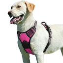 Eagloo 犬 ハーネス 大型犬 18-34kg 犬用 胴輪 はーねす 引っ張り防止 抜けない 散歩 しつけ用 サイズ調節可 装着簡単 反射光 ソフト ゴールデン・レトリバー ラブラドール L ローズレッド