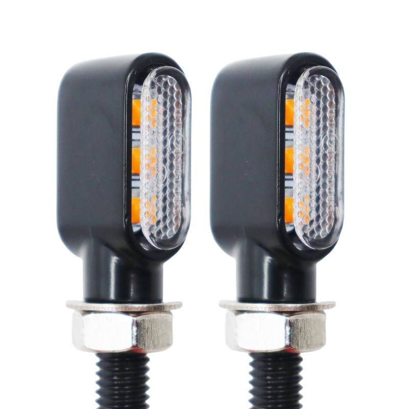 KICARYAJP バイク用ウインカー LED 小型 高視認性 超高輝度 スモーク 汎用 M8 Eマーク 12V PCレンズ 超小型 極小 ナノ ミニ 小さい 防水 LEDウインカー 方向指示器 2個セット 車検対応 (3発チップ-ク