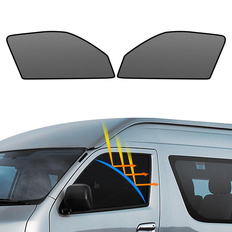 BLUESEATEC トヨタ ハイエース 200系 遮光 メッシュカーテン マグネット式 サンシェード サイド用 H16.8-現行 ワイド/標準 運転席 助手席 日除け 2枚