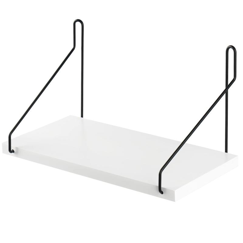 ウォールシェルフ 天然木 壁掛け棚 鉄製 ワイヤー壁棚 賃貸 飾り棚 壁面収納 無痕釘 ネジ 木製 (ホワイト, 30cm)