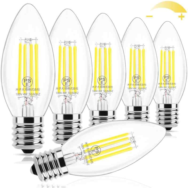 Wonninek シャンデリア電球 e17 led 昼白色 40W形相当 調光器対応 フィラメント電球 PSE認証済み LED電..