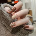 BHIDENAW ネイルチップ ショート 24枚入 人気 和風 かわいい シンプル おしゃれ 成人式 結婚式 パーティー 日常生活に使用できます 花嫁ネイル 光沢 つけ爪 両面テープ ウッドスティック ネイ