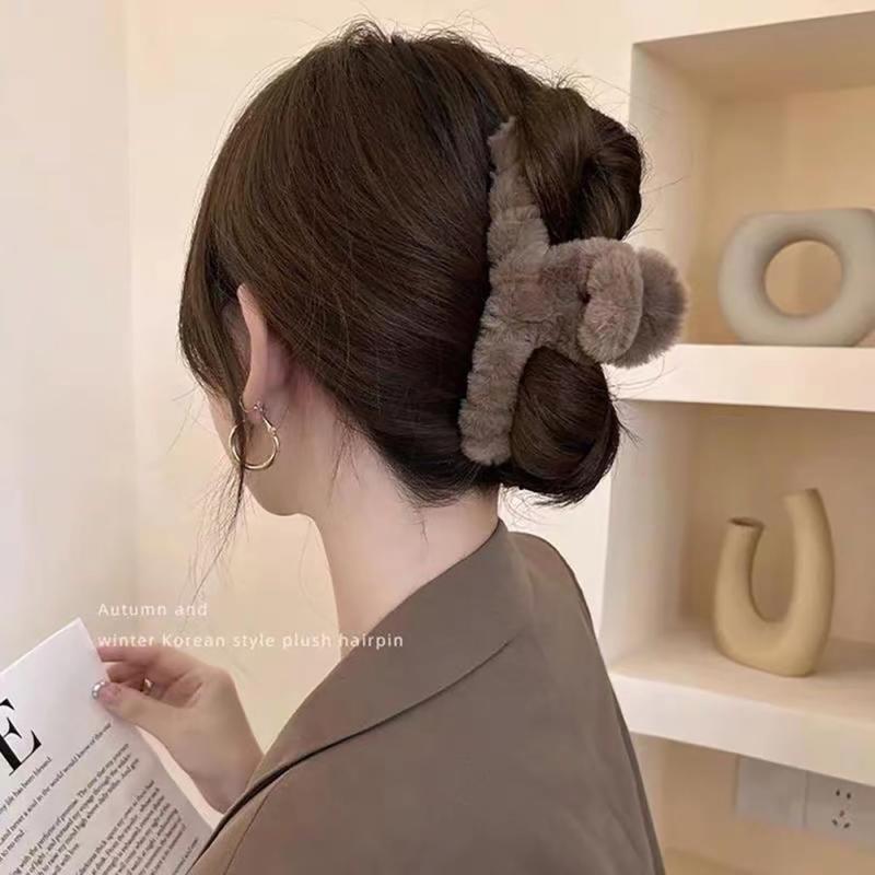 LeTradeJP 【4個セット】濃密な髪も使用可能セット 大きめ もふもふ しっかりとまる 濃密な髪も使用でき ヘアアクセサリー 大人 おしゃれ シンプル4色 可愛い 通勤 出掛け fukuroku-1-10240985 福禄寿 サンプル画像3