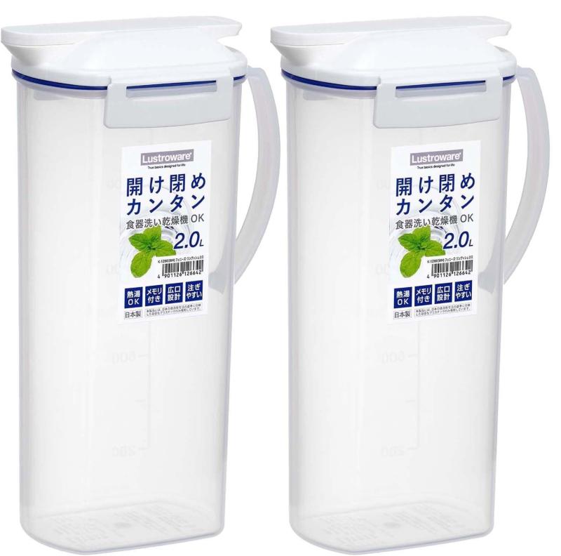 岩崎工業 ラストロウェア 冷水筒 フェローズ ワンプッシュ ピッチャー 2.0L ホワイト 持ちやすいハンドル付き 耐熱 ワンプッシュ開閉 広口で洗いやすい 食洗機対応 幅16.9×奥行10.6×高さ27.7cm fukuroku-1-10251162 福禄寿 サンプル画像2