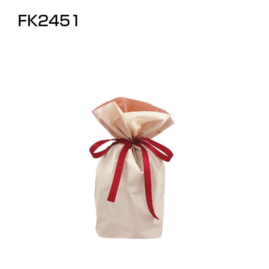 梨地リボン付き巾着袋（底マチ付き）ベージュM　200枚（20枚×10P）サイズW240×H360×マチ120mm