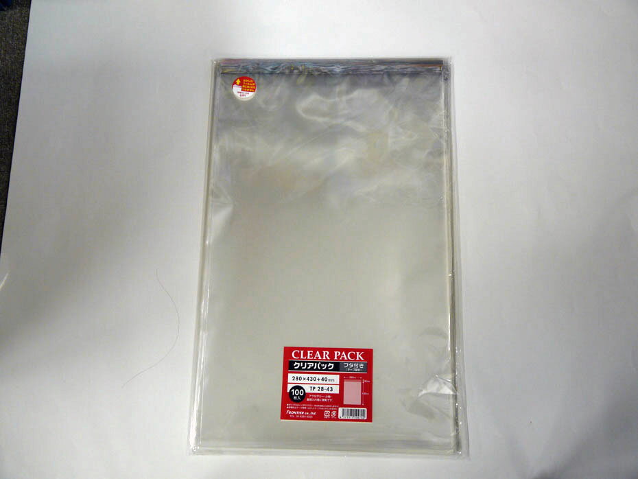 Rakuten - ＜透明袋＞クリアパック(OPP袋)テープ付き28×43　100枚入 30ミクロン PP