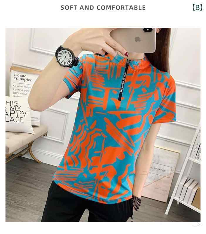 スポーツウェア レディース 半袖 スタンドカラー Tシャツ 夏 ひんやり 涼しい 速乾...