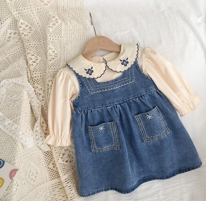 Overalls - 【送料無料】オーバーオール　ジャンスカート サロペットワンピース キッズ ベビー服 子供服 デニム スカート サロペット ジーンズ 女の子 秋 春 ジュニア おそろい 洋服 オシャレ 80cm 90cm 100cm 110cm 120cm