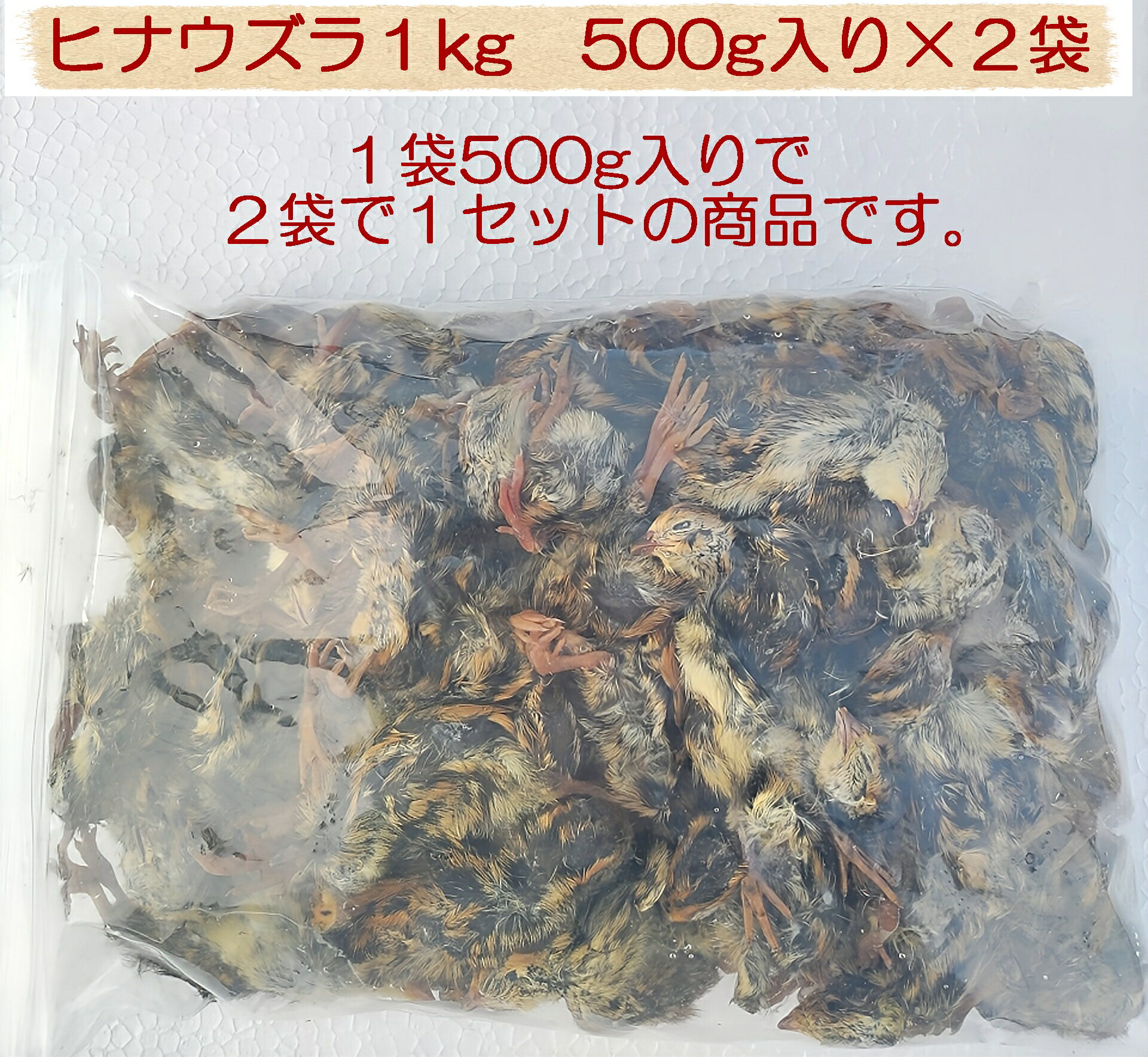 冷凍ヒナウズラ 約1kg 約500g2袋入り 国産 猛禽類 フクロウ 鷹 ハヤブサ エサ ペットフード