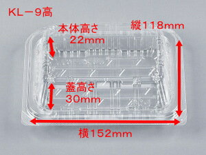 フードパック KL-9高 【50枚】 152×118×22（蓋高30mm） シーピー化成 CP化成 テイクアウト容器 惣菜 容器 透明 パック 使い捨て テイクアウト お持ち帰り 嵌合 KL-9 業務用 プロ用 文化祭 学園祭 デリバリー 宅配 おしゃれ 使い捨て食器 使い捨て皿 器