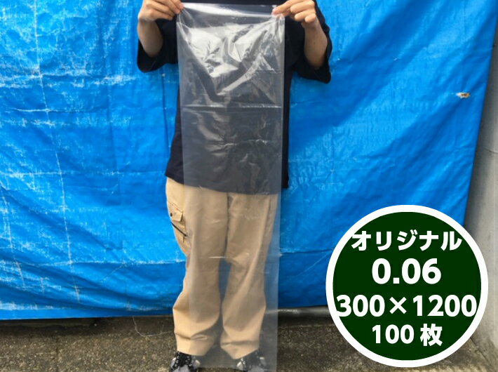 【オリジナル】ポリ袋 0.06×300×1200mm【100枚入】 長物 ポリ 厚手 透明 新巻鮭 新巻 鮭 冷凍保存 保存..