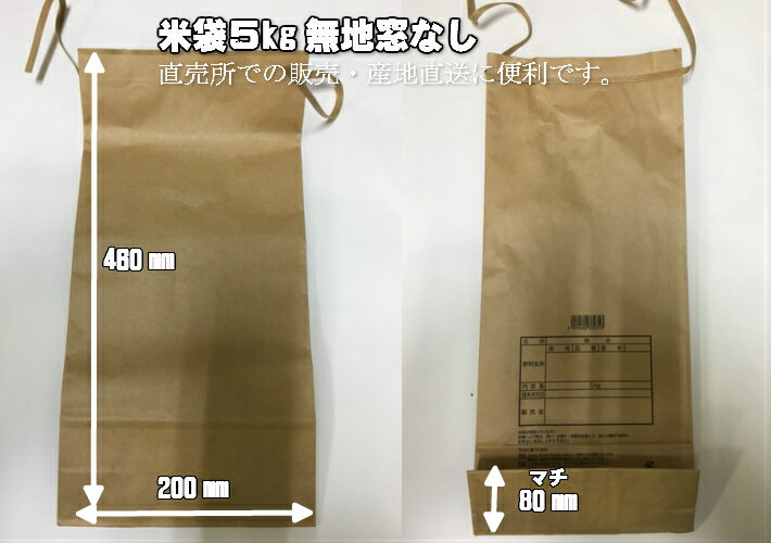 【紙袋】クラフト 米袋 5kg 無地 茶色 窓なし【10枚入】紙 未晒 サイズ:高さ460×巾200×巾底マチ80mm (領収書対応可能）