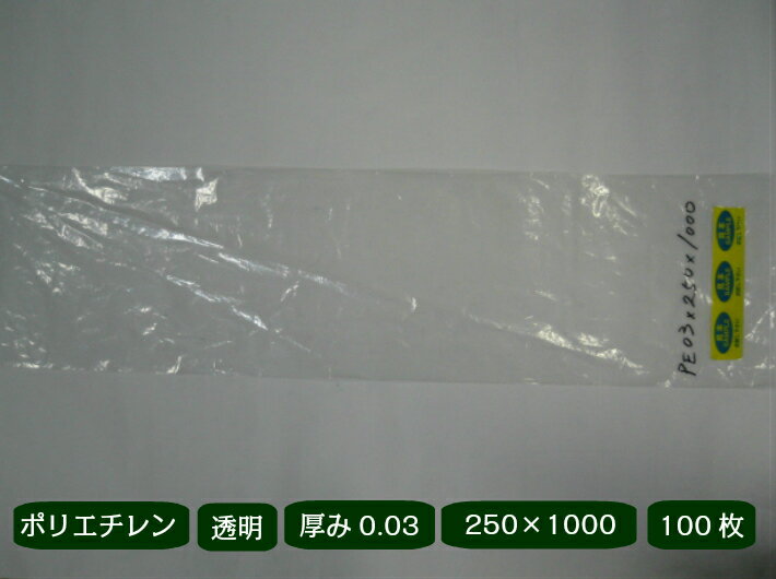 【オリジナル】ポリ袋 0.03×250×1000mm 【100枚入】 長物 鮭 さけ ポリ 透明 新巻鮭 新巻 鮭 長人参 農家 土付きねぎ 長ネギ 葱 牛蒡 25×100 0.03 250×1000 ビニール ビニール袋 業務用 プロ 包装 平袋 保存 収納 保管 日本製