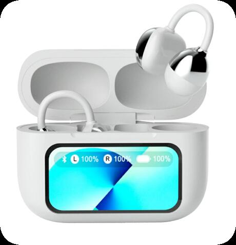 [Rakuten No. 1] Wireless Earphones, Open Ear, Ear Cuff, Bluetooth 6.0, High-Quality Sound, Automatic Left/Right Recognition, Battery Level Indicator, Multifunctional Earphones, Automatic Pairing, LED Display, Up to 240H Standby Time, Type-C Charging, Dual or Single Ear Use, Compact and Lightweight, Compatible with iPhone/Android