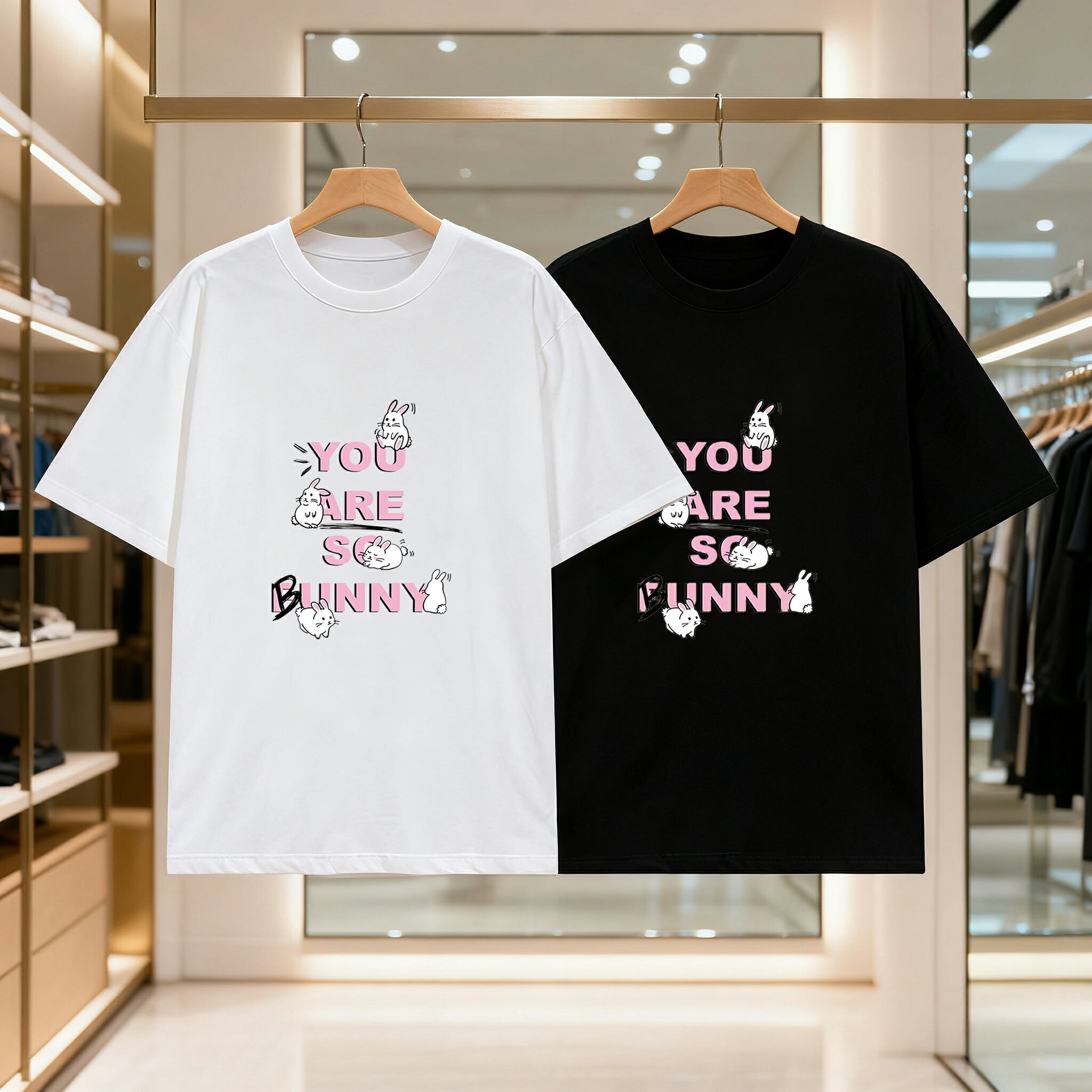 乐天商城 - あなたはとてもかわいいオーバーサイズのファッション服ですメンズ レディース ブラック 黒 ホワイト 白 トップスカジュアル シンプル Tシャツ 半袖