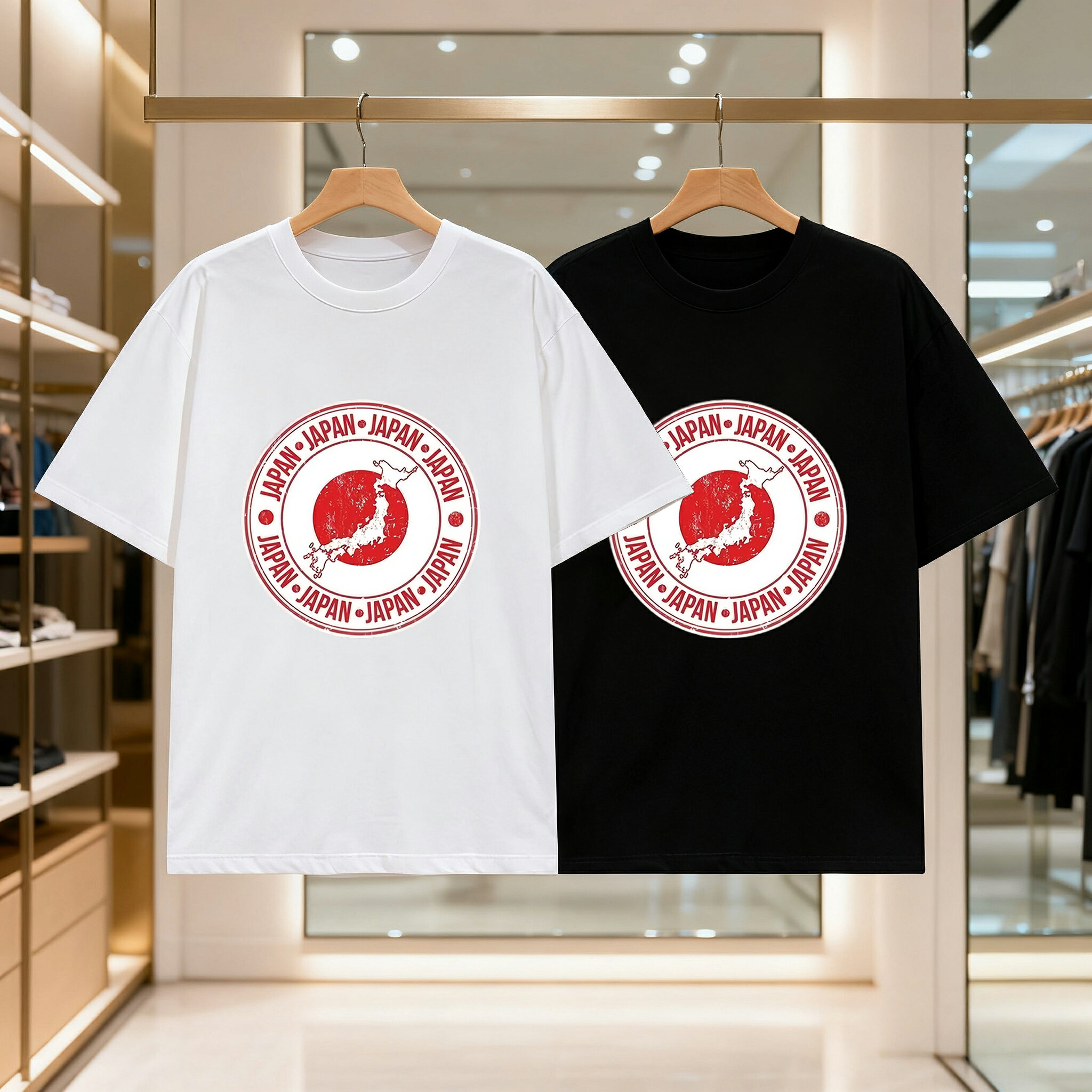 乐天商城 - ジャパン・ジャパン・ミッション オーバーサイズTシャツメンズ レディース ブラック 黒 ホワイト 白 トップスカジュアル シンプル Tシャツ 半袖