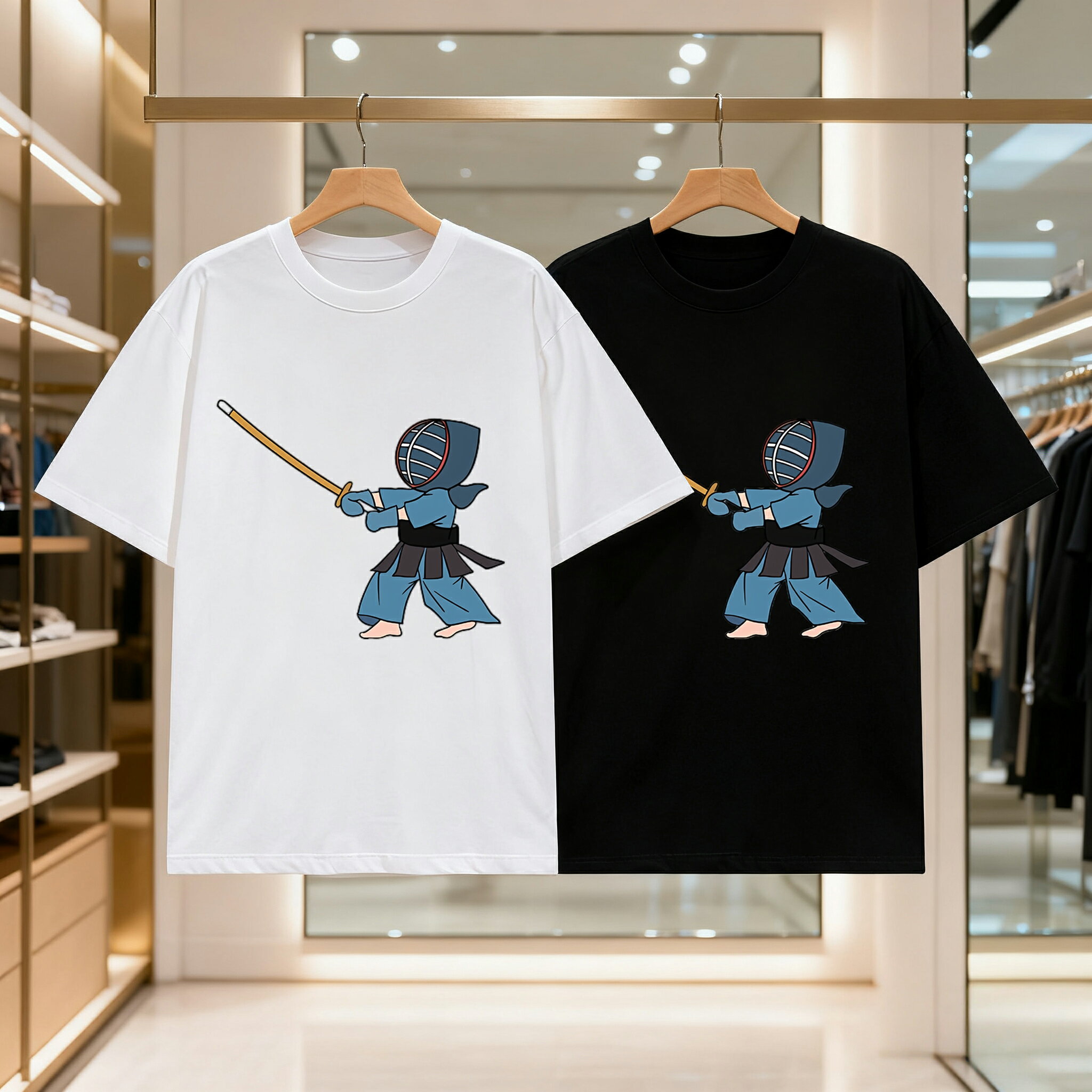 乐天商城 - 日本の剣道少年 メンズ レディース ブラック 黒 ホワイト 白 トップスカジュアル シンプル Tシャツ 半袖