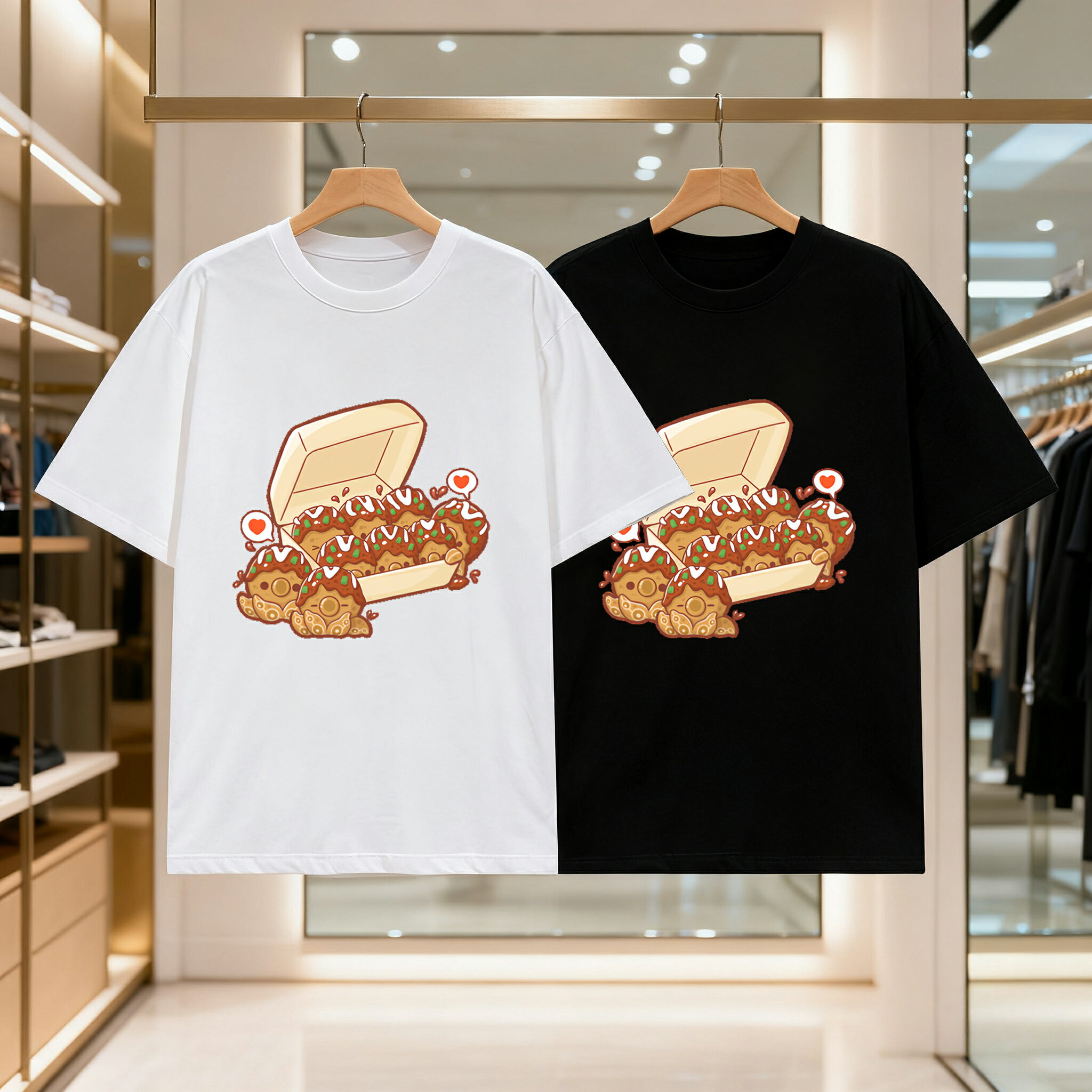 乐天商城 - かわいいたこ焼き メンズ レディース ブラック 黒 ホワイト 白 トップスカジュアル シンプル Tシャツ 半袖