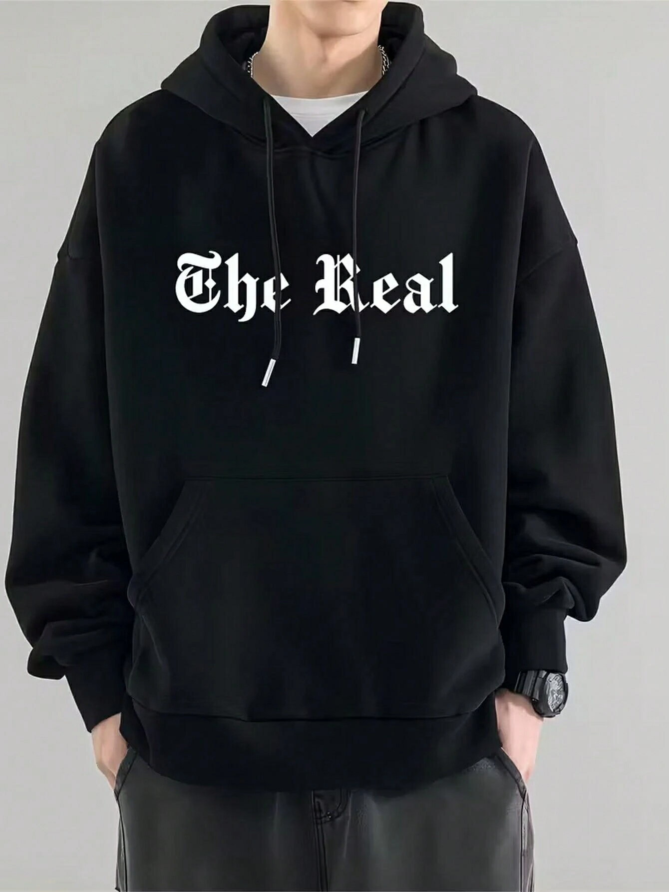 乐天商城 - メンズの長袖フード付きスウェットシャツ、ファッショナブルでカジュアル、文字とパターンのプリント、秋と冬の長袖フード付きスウェットシャツ