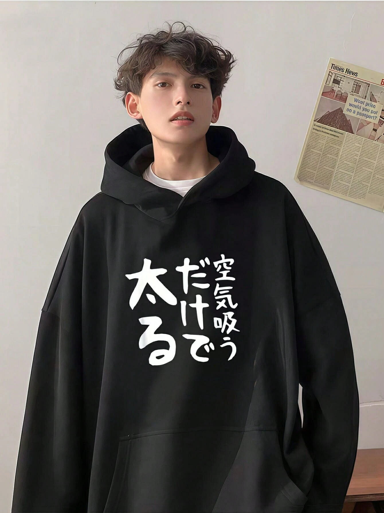 乐天商城 - 秋冬用日常休闲フード付きの衛衣コートはゆったり情绪疗愈長袖スイートクール風おもしろプリント模様の服着