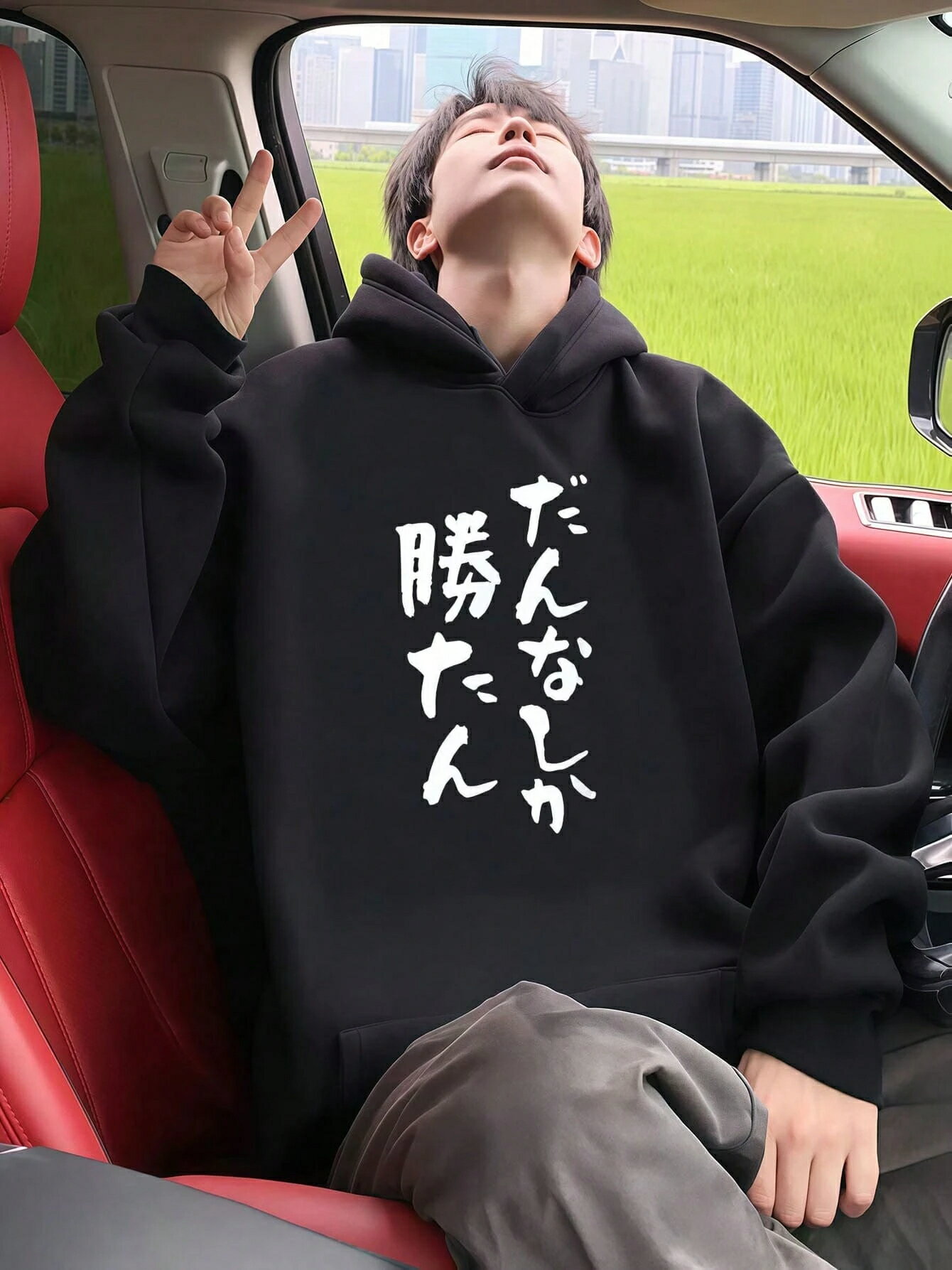 秋冬用日常休闲新しいフード付きの衛衣コートはゆったりしぜんふう長袖じゅんよくふうおもしろプリント模様の服着