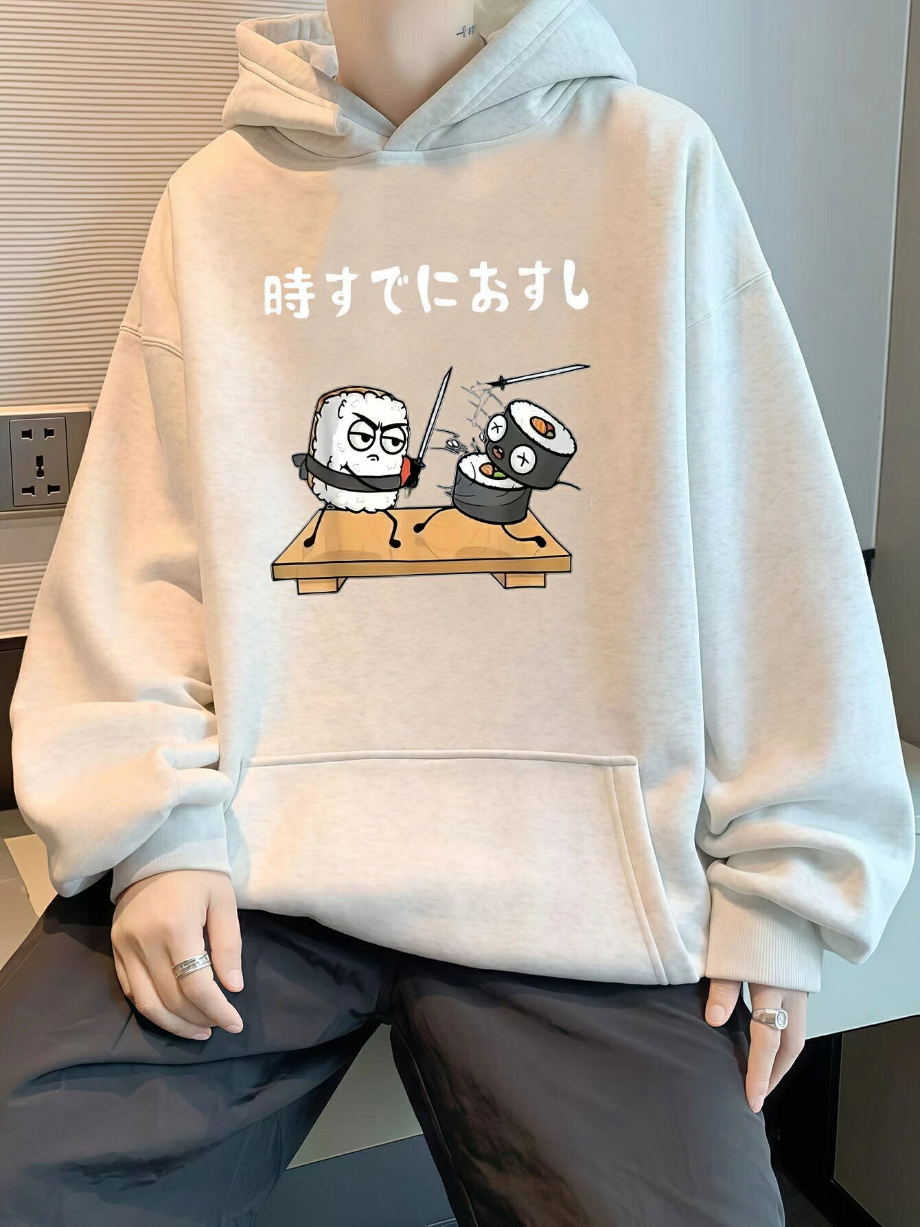 秋冬用日常休闲おりおんフード付きの衛衣romweコートはゆったり長袖おもしろプリント模様の服着情绪疗愈