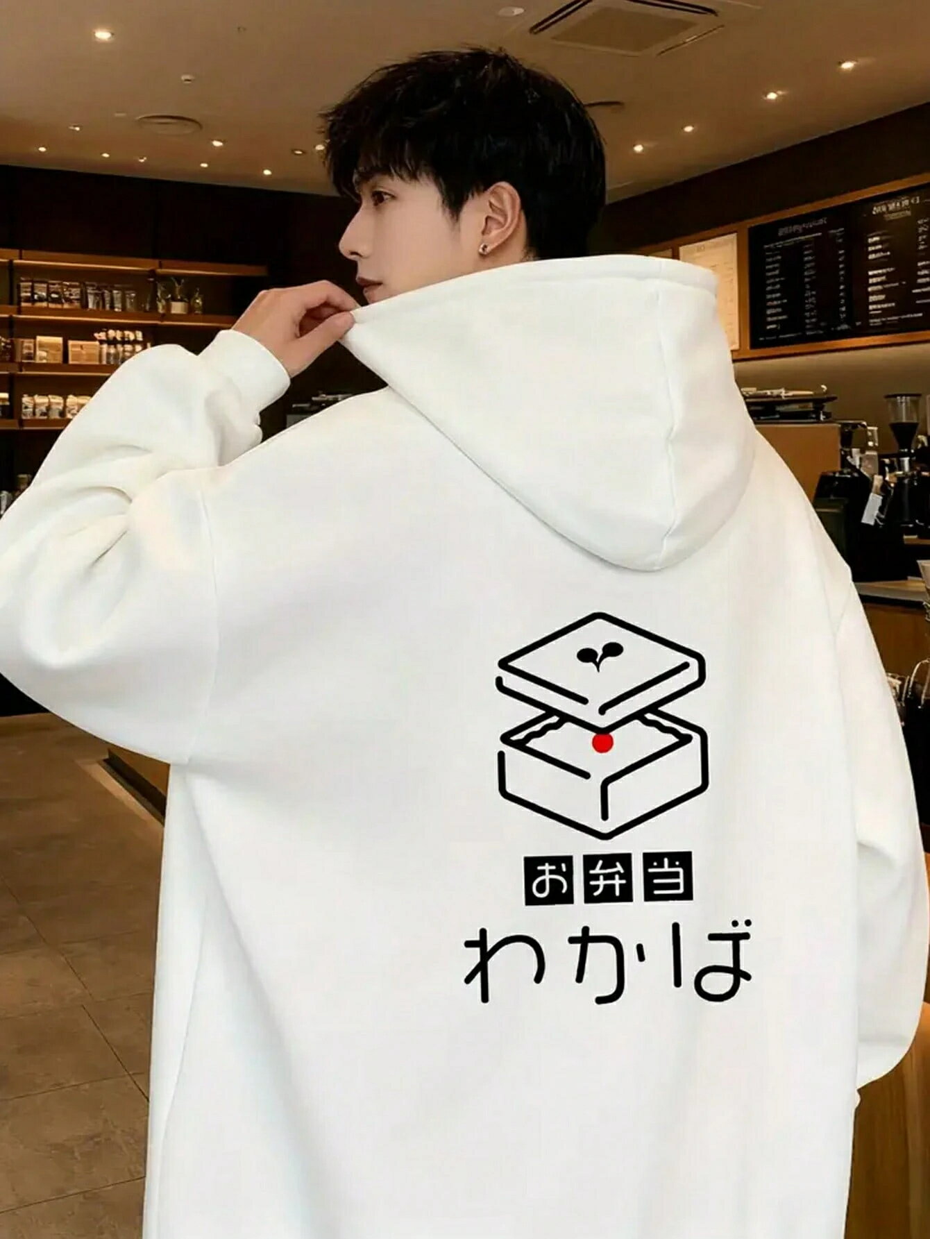 乐天商城 - メンズ 新作 オーバーサイズ コーディネートしやすい プリント柄 フード付き スウェットシャツ