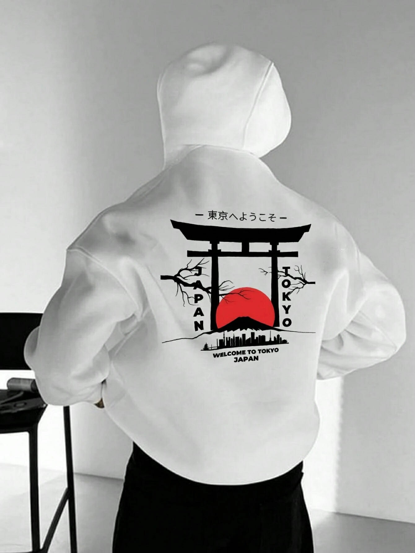 乐天商城 - メンズカジュアル 和柄 パーカー ポケット付き 秋冬