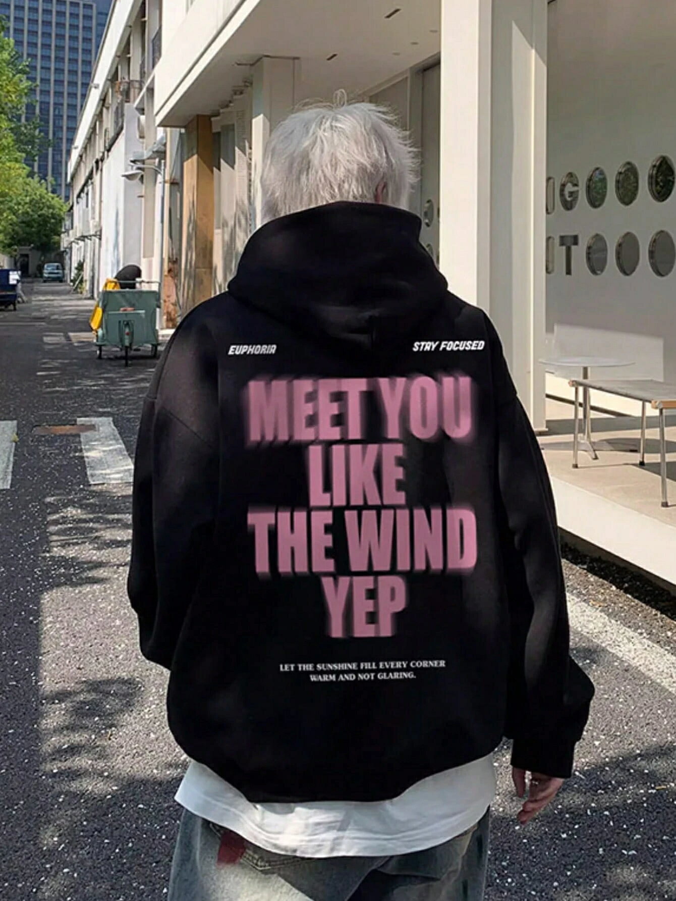 乐天商城 - メンズ 新作 オーバーサイズ コーディネートしやすい プリント柄 フード付き スウェットシャツ