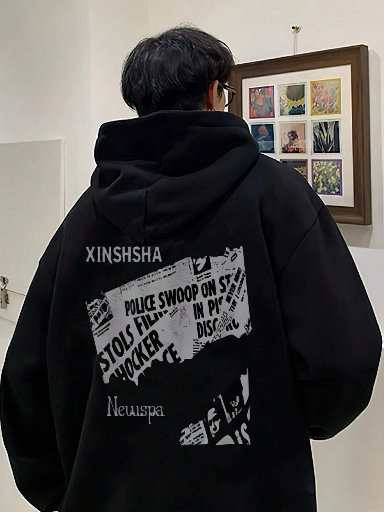 乐天商城 - 男女兼用パーカー秋服長袖パーカー　メンズ ストリートファッション カジュアルなコーディネート おもしろプリント保温快適 フード付きの衛衣 秋服メンズ 黒y2k メンズ
