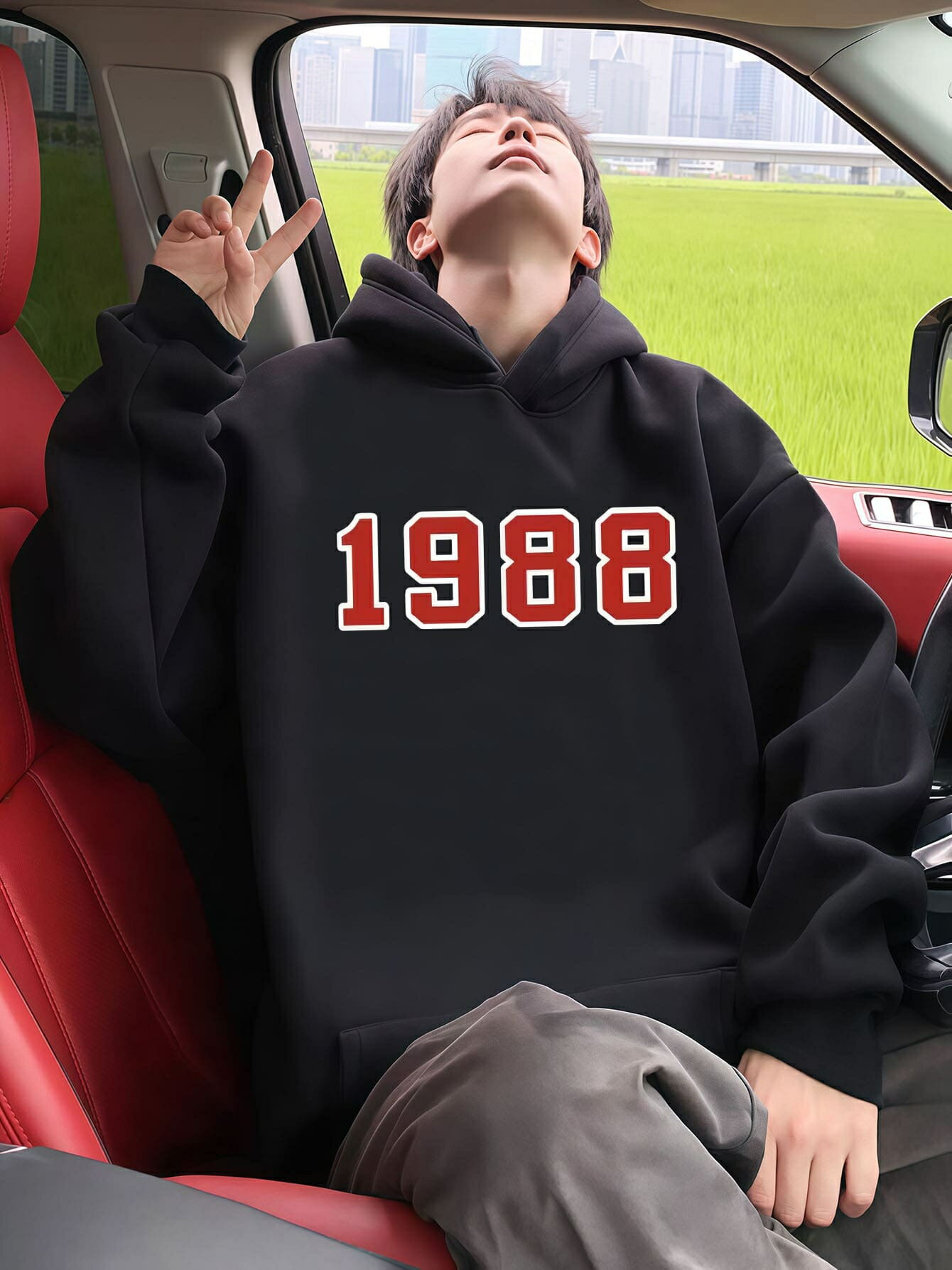 秋冬用日常休闲フード付きの衛衣こうほうわコートはゆったり長袖おもしろプリント模様の服着オタク系