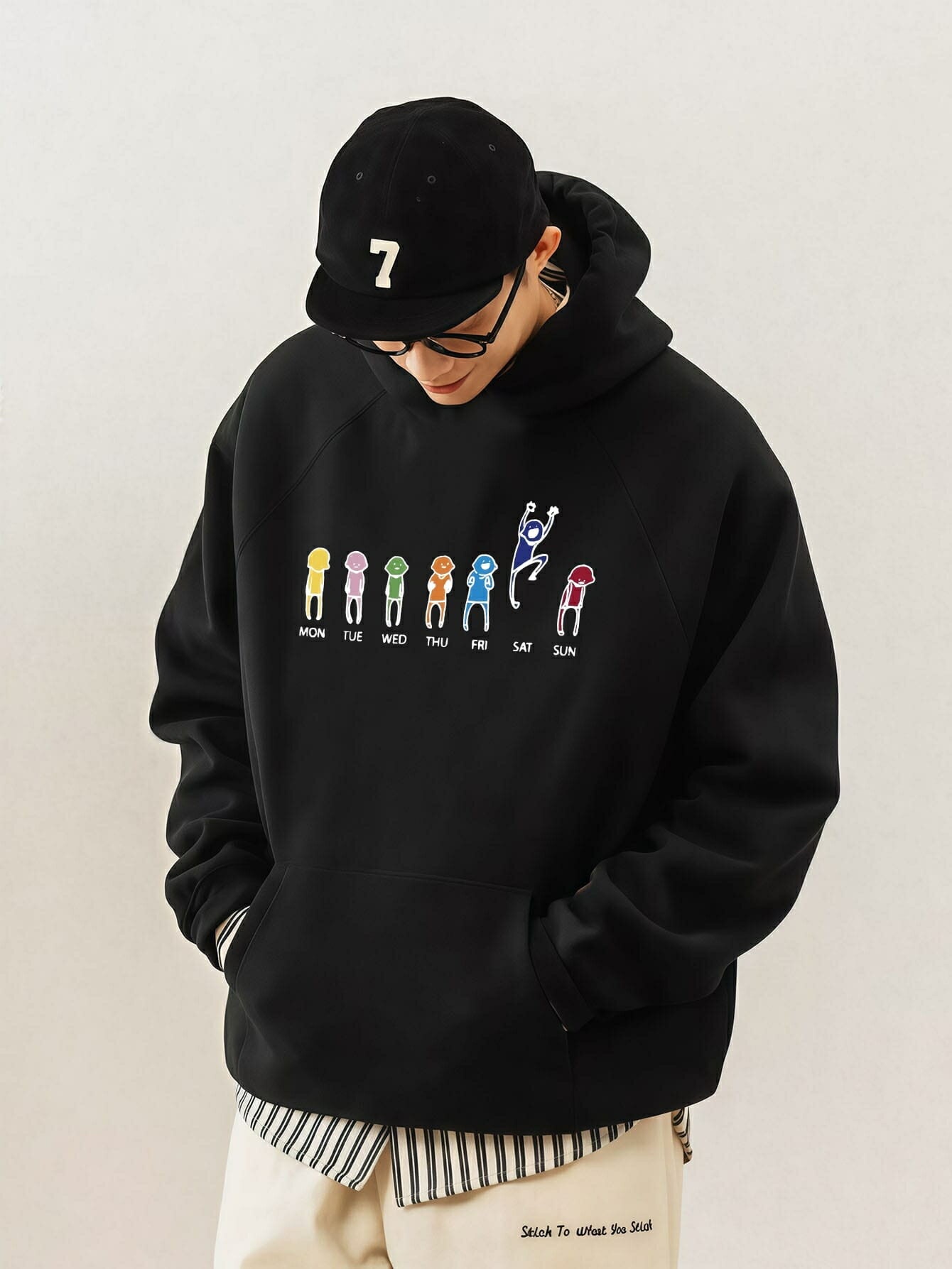 秋冬用日常休闲フード付きの衛衣コートはゆったりromwe長袖おもしろプリント模様の服着ごく簡単