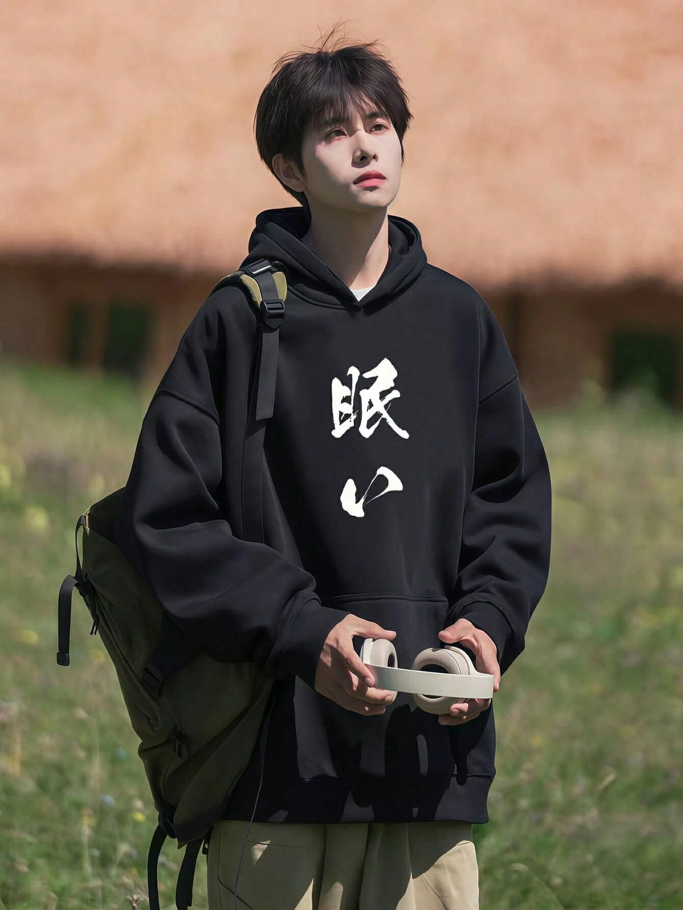 乐天商城 - 秋冬用日常休闲フード付きの衛衣新しいコートはゆったり長袖Y2Kおもしろプリント模様の服着