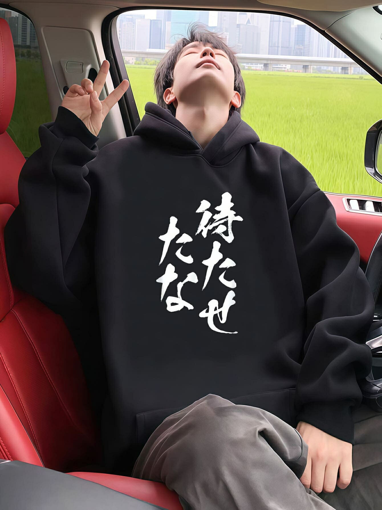 乐天商城 - 秋冬用日常休闲抽象フード付きの衛衣ジェンダーレス風コートはゆったり長袖おもしろプリント模様の服着